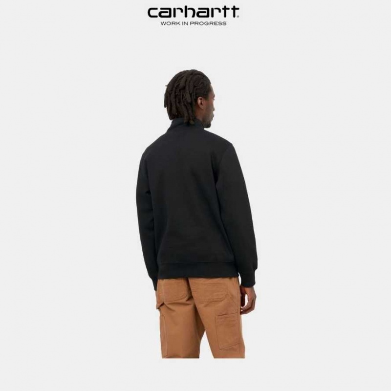 Noir Carhartt Wip Chase Neck Zip Sweatshirt - Danmark XVA-7840271