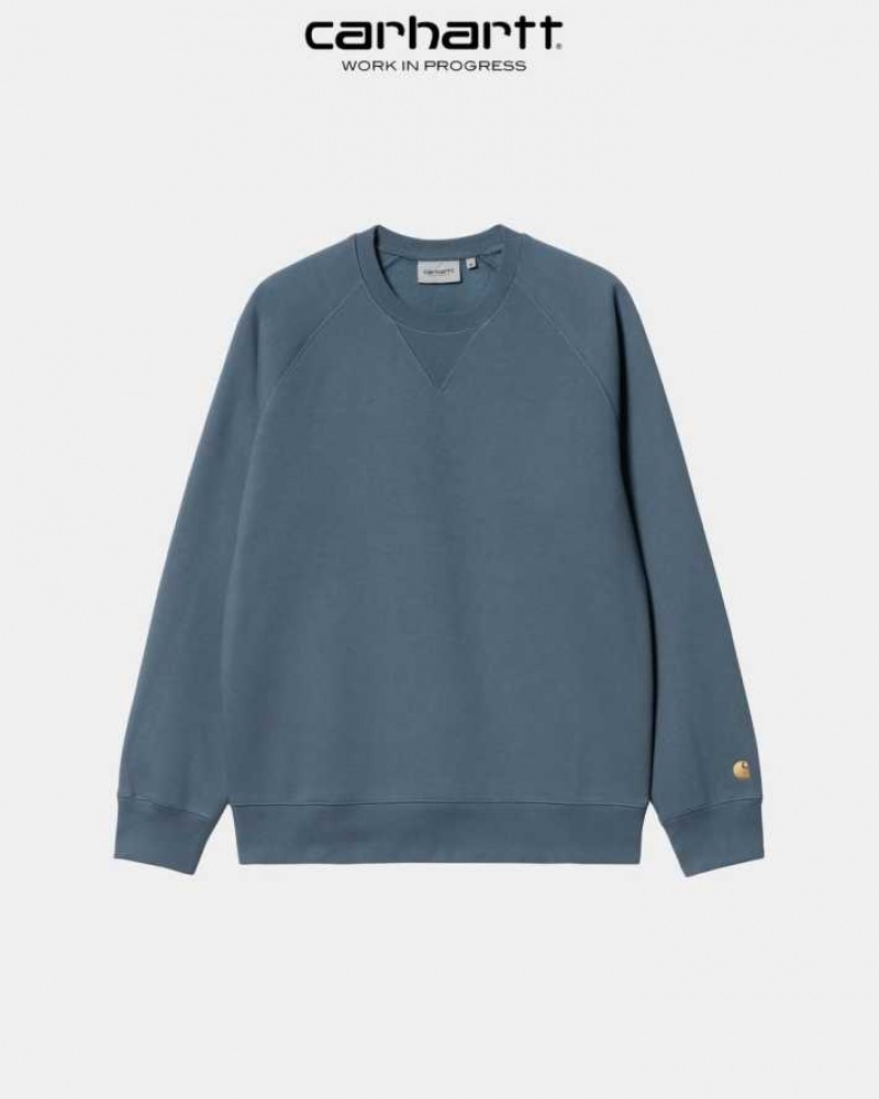 Bleu Carhartt Wip Chase Sweatshirt - Danmark CBL-1219980