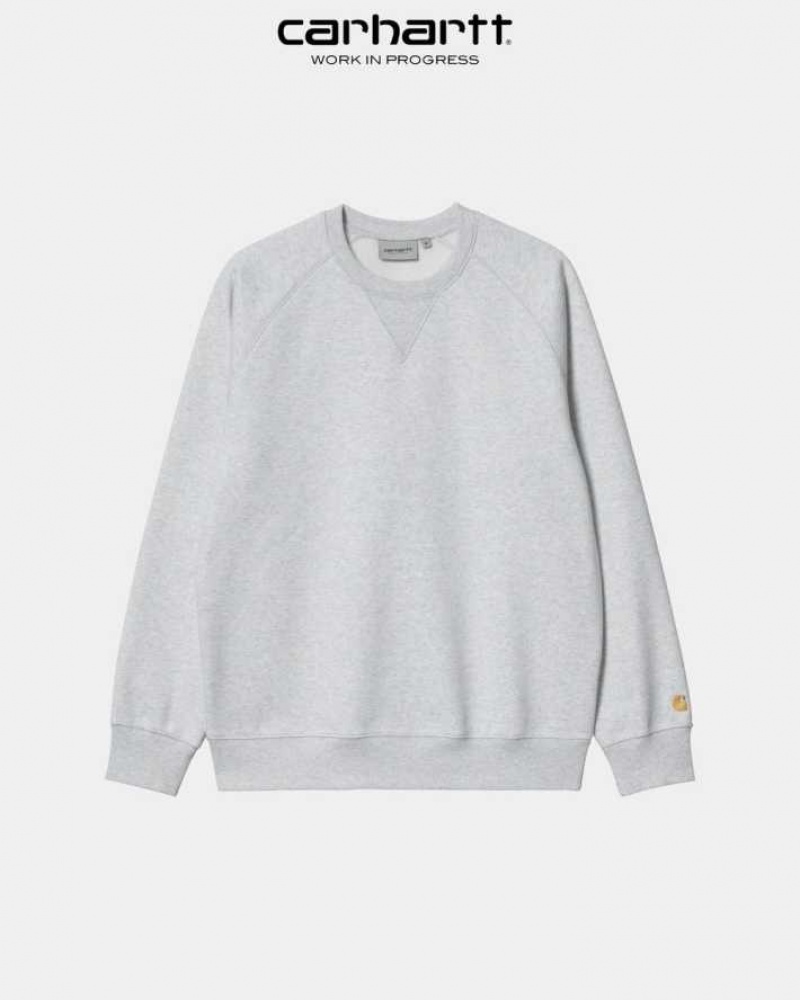 Ash Heather Carhartt Wip Chase Sweatshirt Ash - Danmark NGA-3468111