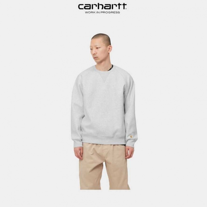 Ash Heather Carhartt Wip Chase Sweatshirt Ash - Danmark NGA-3468111