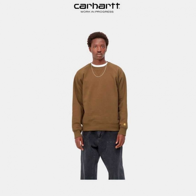 Marron Carhartt Wip Chase Sweatshirt - Danmark ZYM-2275280