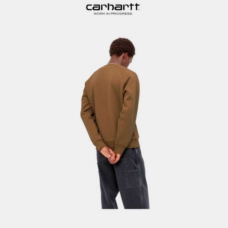 Marron Carhartt Wip Chase Sweatshirt - Danmark ZYM-2275280