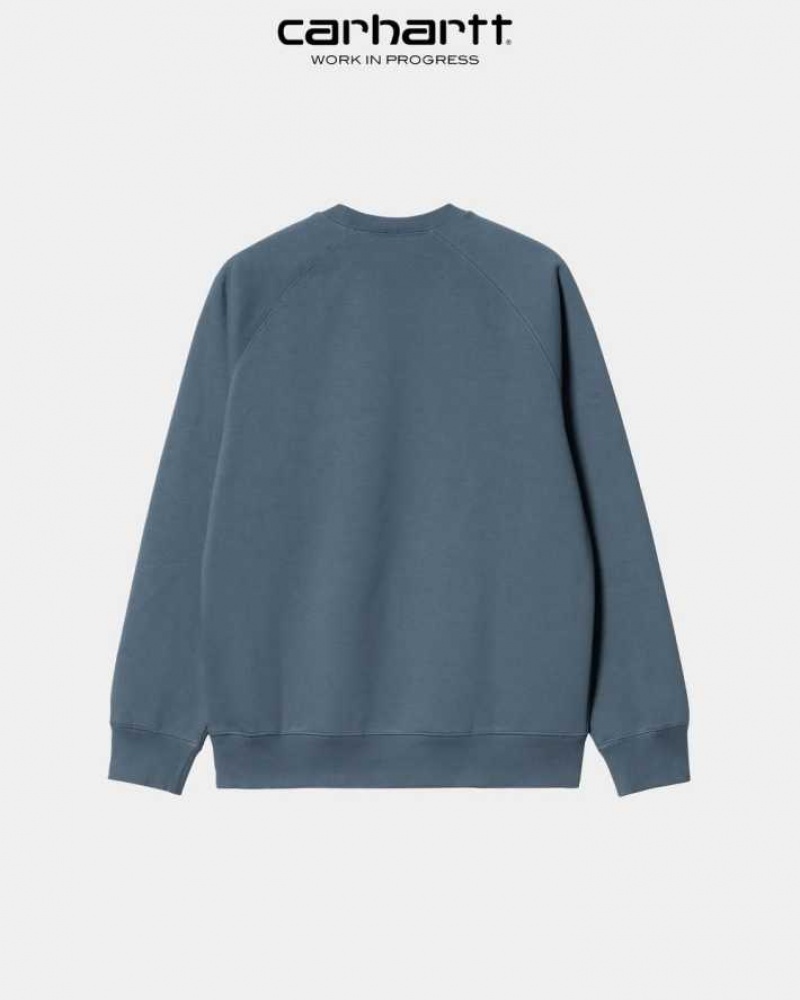 Bleu Carhartt Wip Chase Sweatshirt - Danmark CBL-1219980