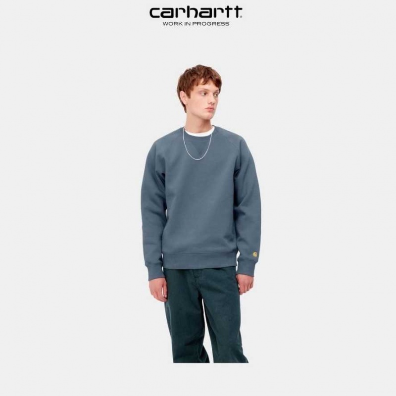 Bleu Carhartt Wip Chase Sweatshirt - Danmark CBL-1219980