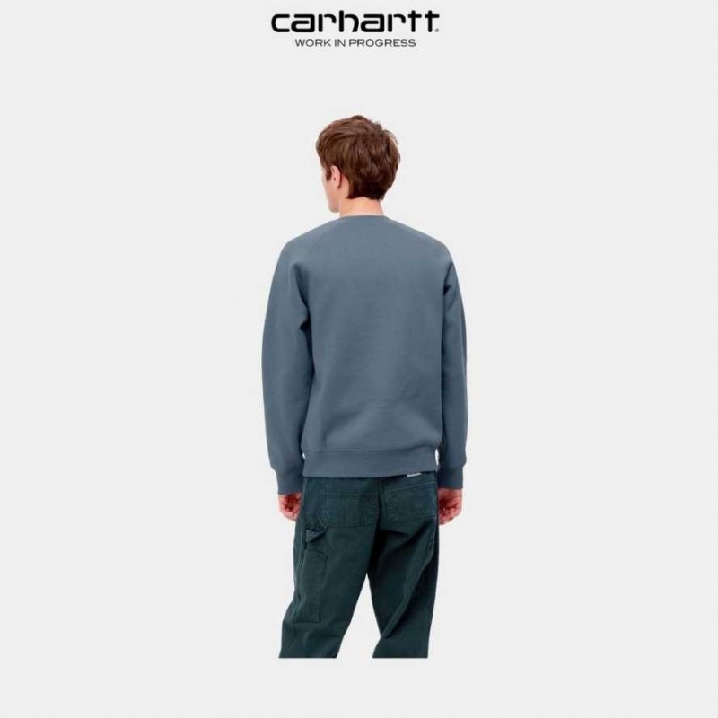 Bleu Carhartt Wip Chase Sweatshirt - Danmark CBL-1219980