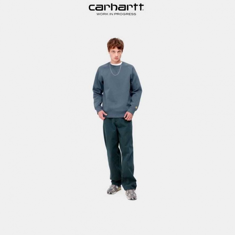 Bleu Carhartt Wip Chase Sweatshirt - Danmark CBL-1219980