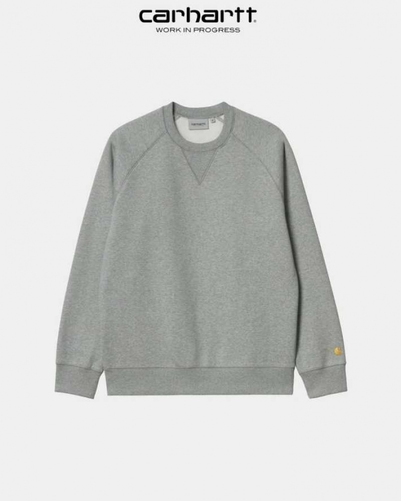 Grise Carhartt Wip Chase Sweatshirt - Danmark LMV-3834436