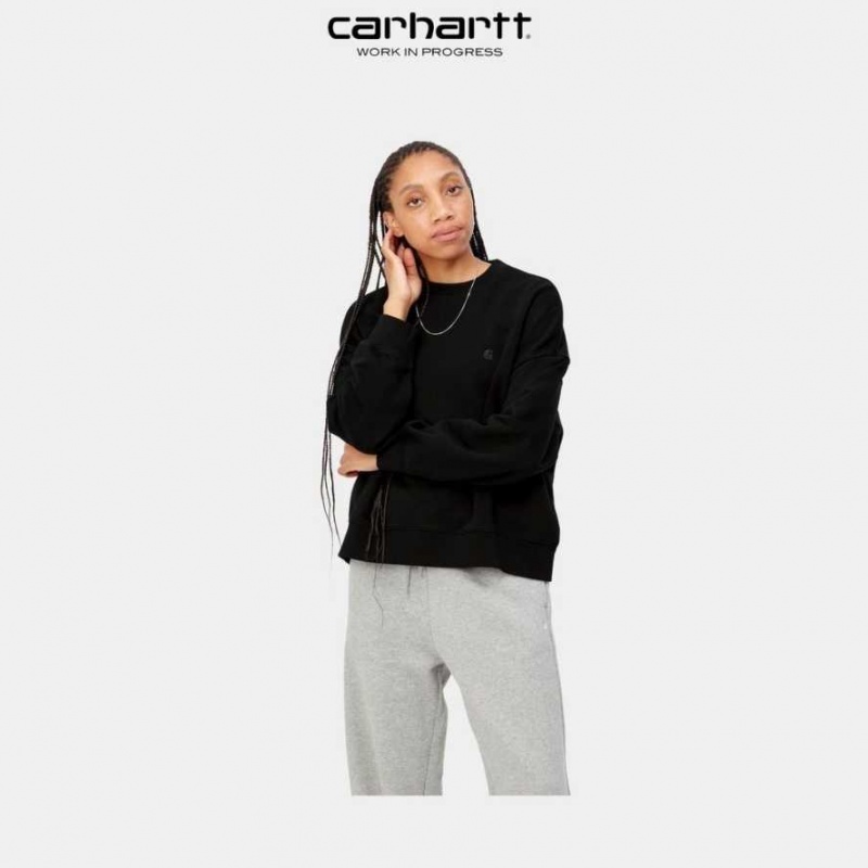 Noir Carhartt Wip Chester Sweatshirt - Danmark YEQ-1922150