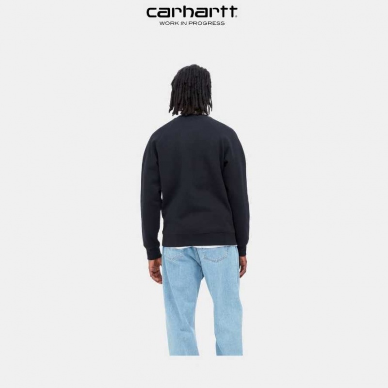 Bleu Marine Foncé Carhartt Wip Chase Sweatshirt Bleu Marine - Danmark HUS-5516250