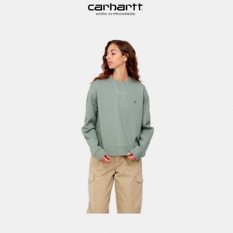 Misty Sage Carhartt Wip Chester Sweatshirt Misty - Danmark POO-4955714