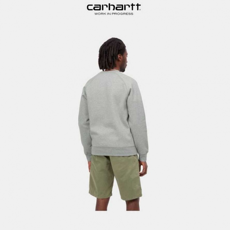 Grise Carhartt Wip Chase Sweatshirt - Danmark LMV-3834436