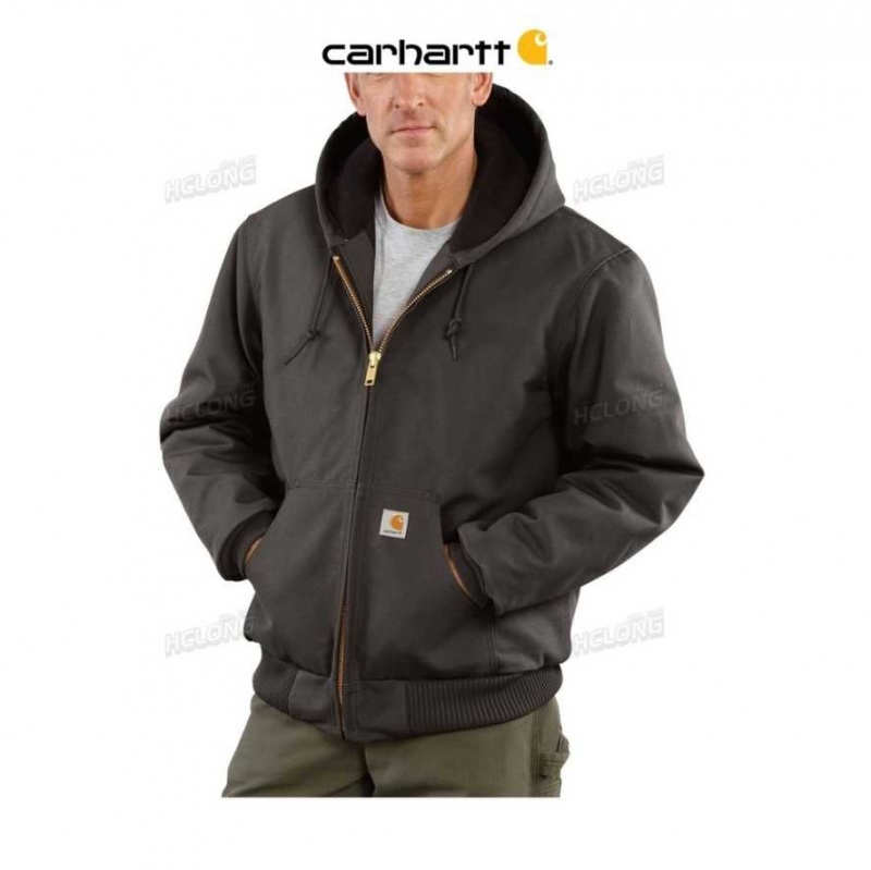 Gravel Carhartt Loose Fit Firm Duck Insulated Flannel-Doublée Active Jac - Danmark PBR-4914320