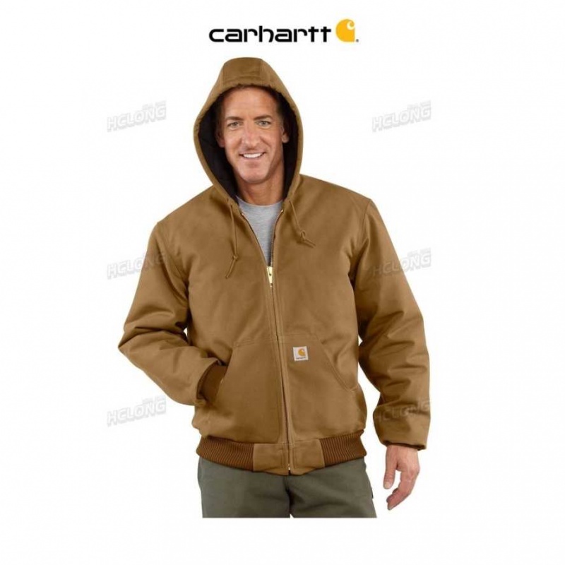 Marron Carhartt Loose Fit Firm Duck Insulated Flannel-Doublée Active Jac - Danmark JUM-2351021