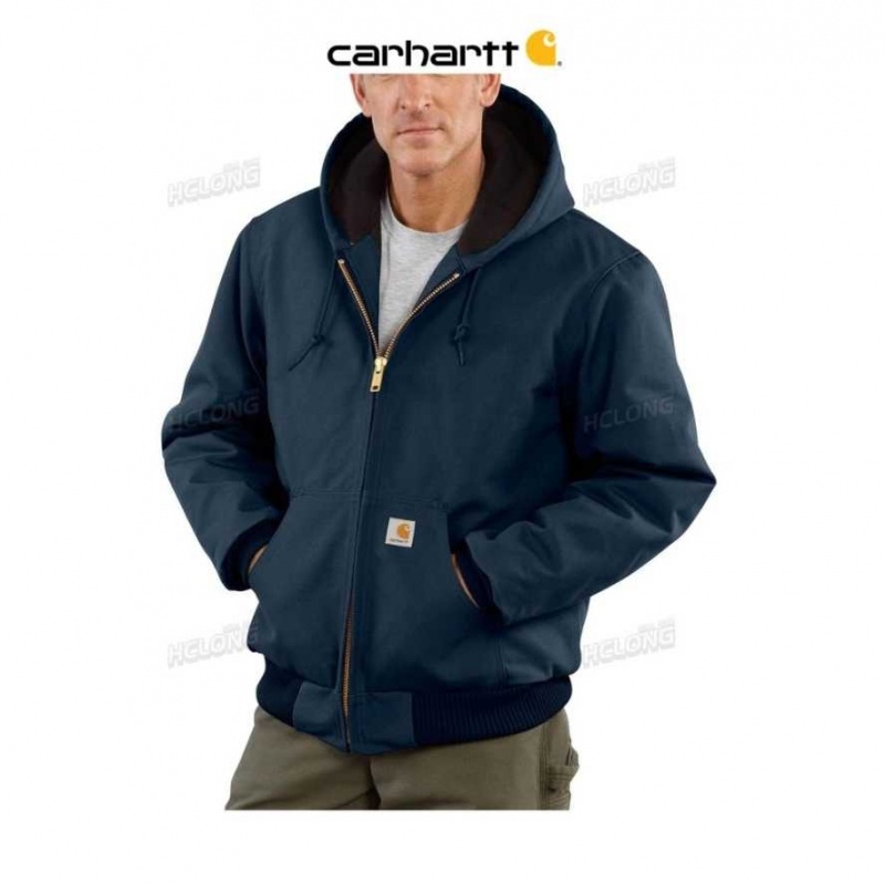 Bleu Marine Foncé Carhartt Loose Fit Firm Duck Insulated Flannel-Doublée Active Jac Bleu Marine - Danmark NJV-4953673