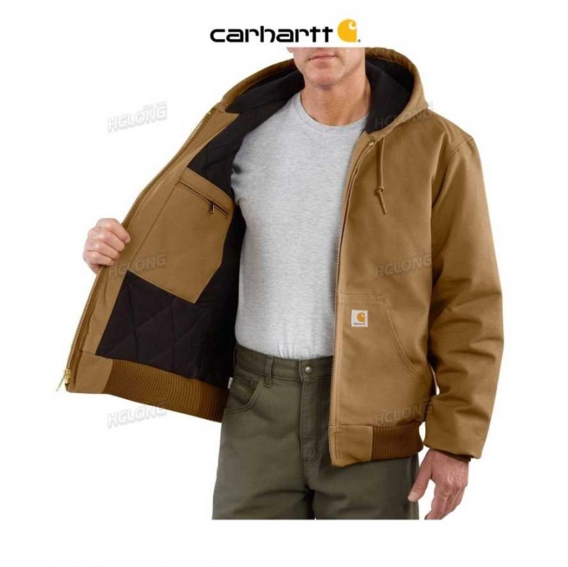 Marron Carhartt Loose Fit Firm Duck Insulated Flannel-Doublée Active Jac - Danmark JUM-2351021