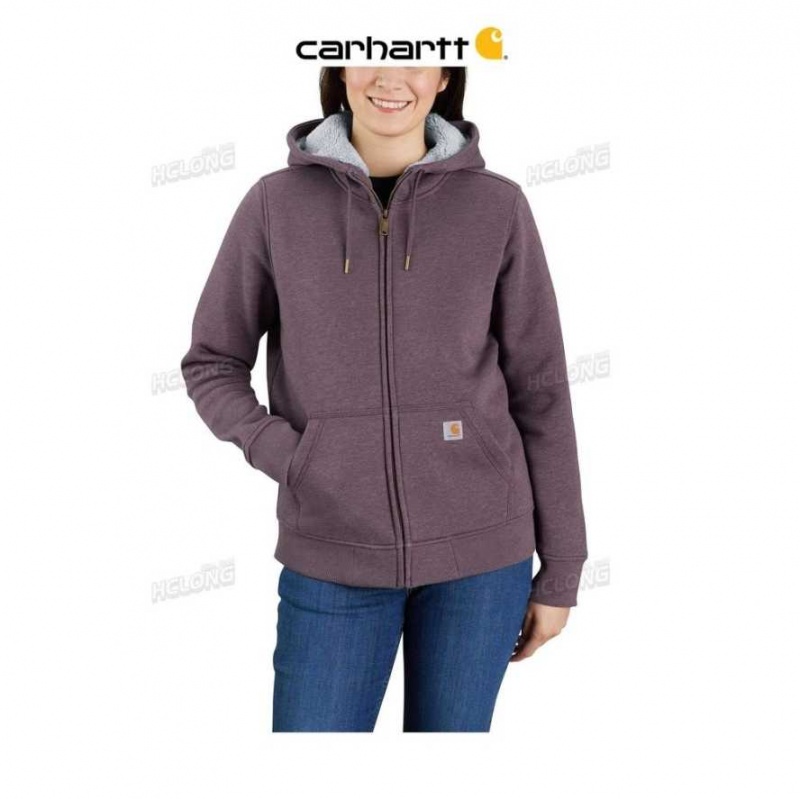 Blackberry Heather Carhartt Clarksburg Sherpa-Doublée Hoodie Blackberry - Danmark FHZ-4356057