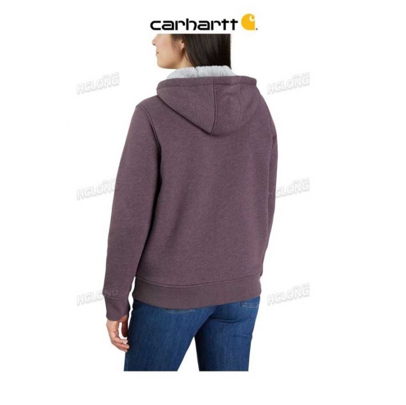 Blackberry Heather Carhartt Clarksburg Sherpa-Doublée Hoodie Blackberry - Danmark FHZ-4356057