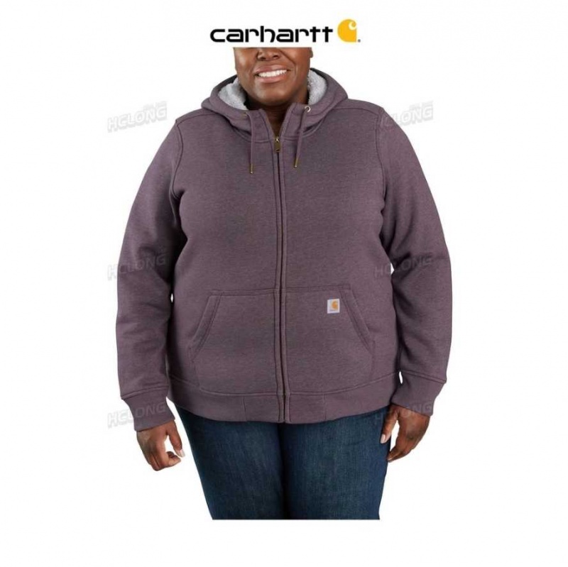 Blackberry Heather Carhartt Clarksburg Sherpa-Doublée Hoodie Blackberry - Danmark FHZ-4356057