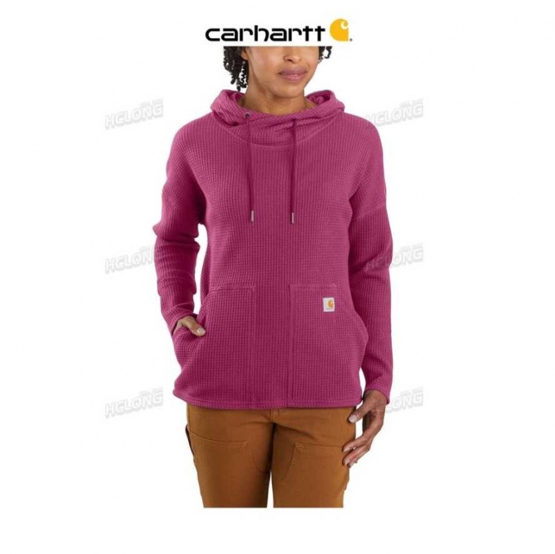 Rouge Carhartt Relaxed Fit Heavyweight Long-Sleeve Encapuchonné Thermal Shirt - Danmark YYJ-2651301