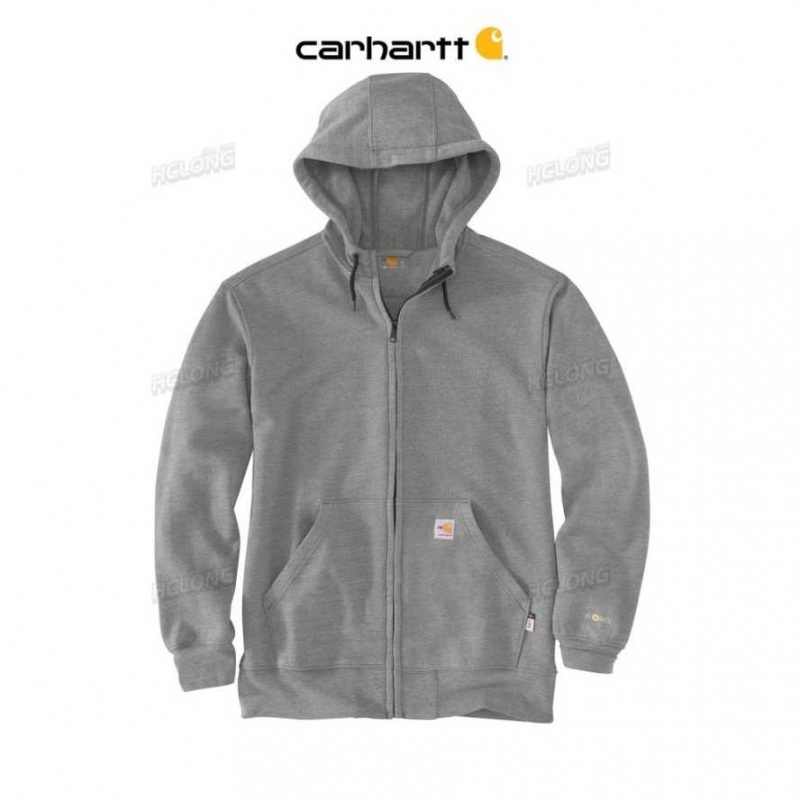 Granite Heather Carhartt Flame-Resistant Force Loose Fit Midweight Encapuchonné Zip Front Sweatshirt Granite - Danmark ZKM-5840239