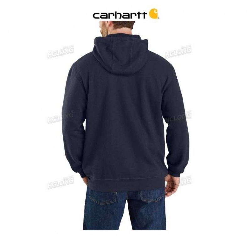 Bleu Marine Carhartt Flame-Resistant Force Loose Fit Midweight Encapuchonné Zip Front Sweatshirt Bleu - Danmark GNT-1330697