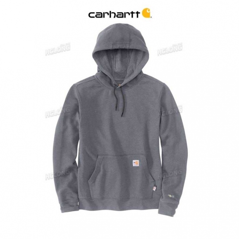 Granite Heather Carhartt Flame-Resistant Force Loose Fit Midweight Encapuchonné Sweatshirt Granite - Danmark ONS-6598018