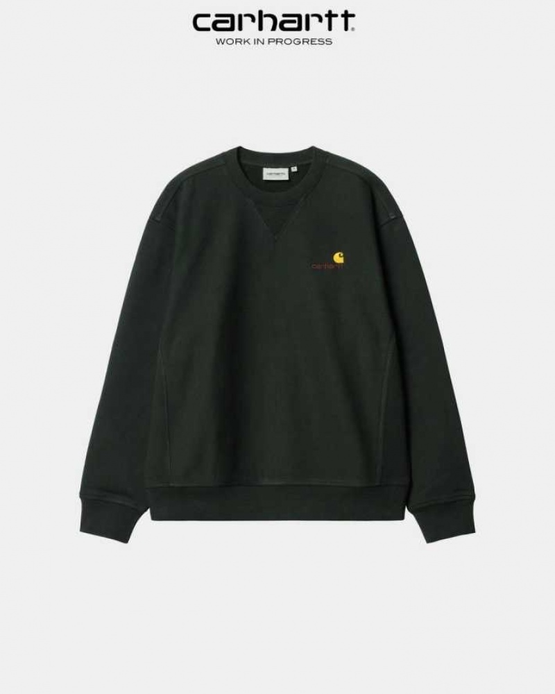 Noir Carhartt Wip American Script Sweatshirt - Danmark ILD-7058045