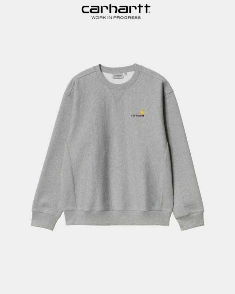 Grise Carhartt Wip American Script Sweatshirt - Danmark UXT-1746186