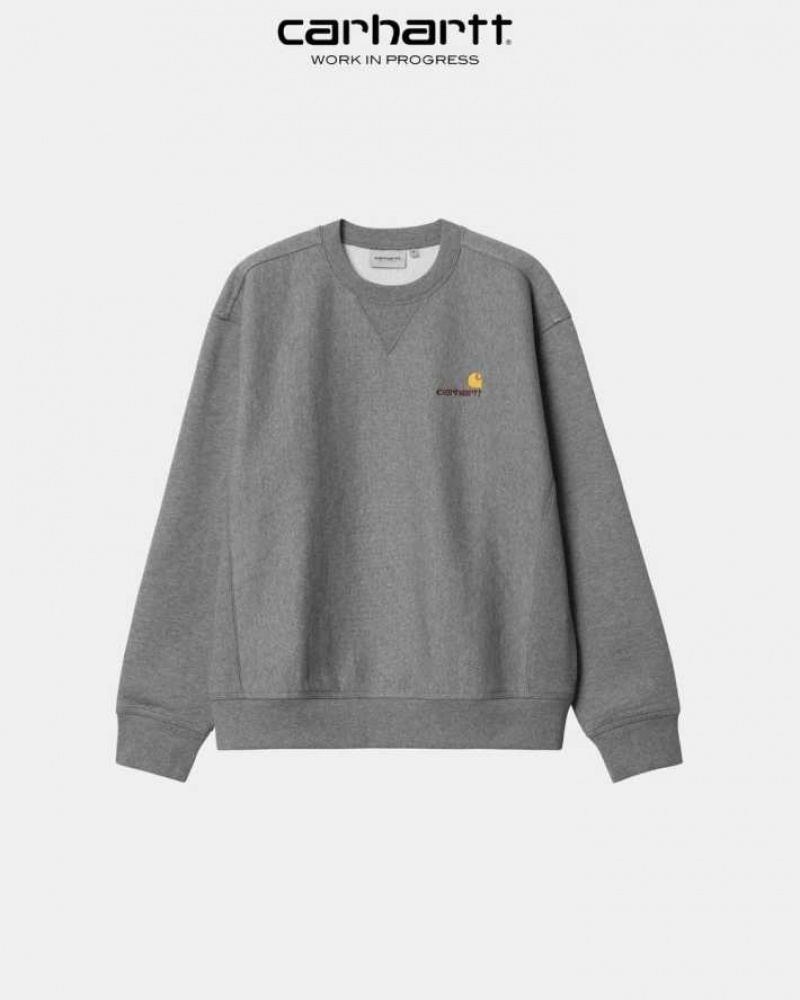 Grise Foncé Carhartt Wip American Script Sweatshirt Grise - Danmark QDI-8206934