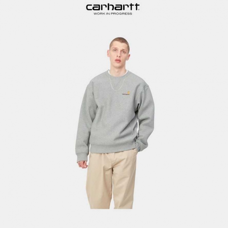 Grise Carhartt Wip American Script Sweatshirt - Danmark UXT-1746186