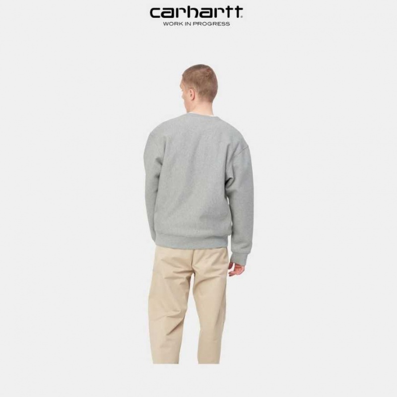 Grise Carhartt Wip American Script Sweatshirt - Danmark UXT-1746186