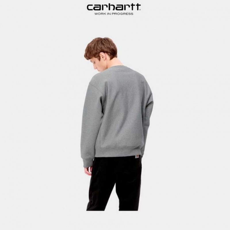 Grise Foncé Carhartt Wip American Script Sweatshirt Grise - Danmark QDI-8206934