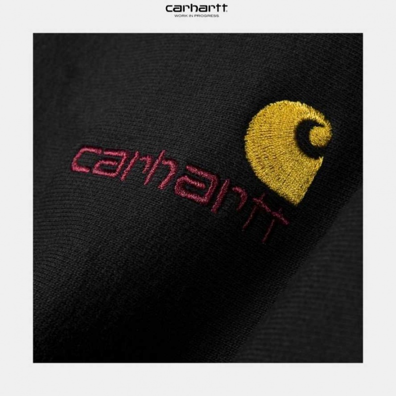 Noir Carhartt Wip American Script Sweatshirt - Danmark YDL-8945626