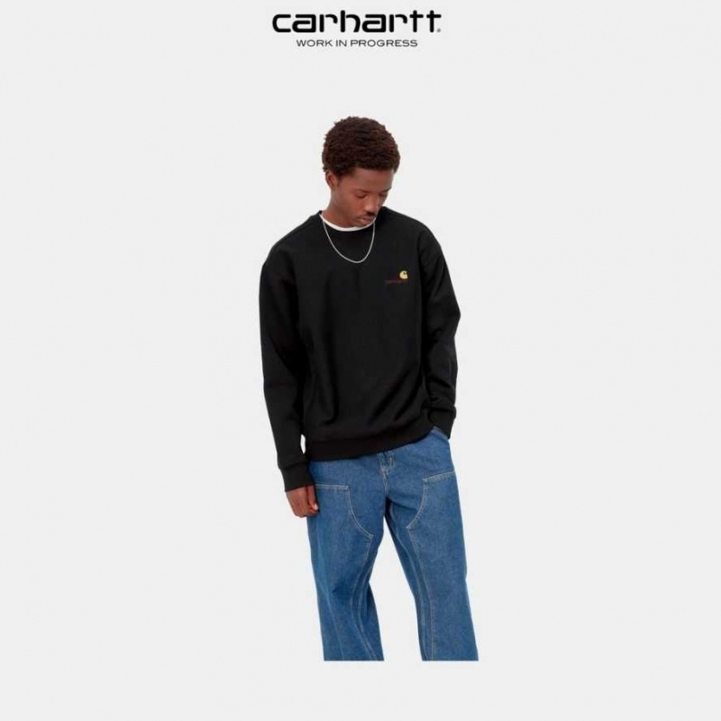 Noir Carhartt Wip American Script Sweatshirt - Danmark YDL-8945626