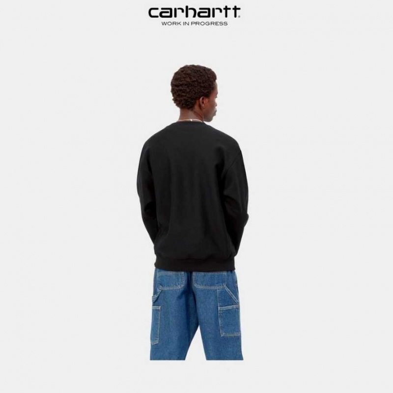 Noir Carhartt Wip American Script Sweatshirt - Danmark YDL-8945626