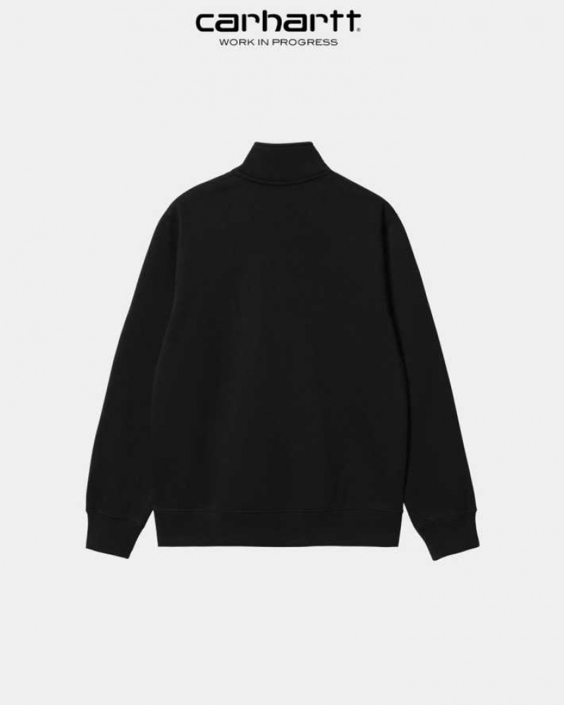 Noir Carhartt Wip Chase Neck Zip Sweatshirt - Danmark XVA-7840271