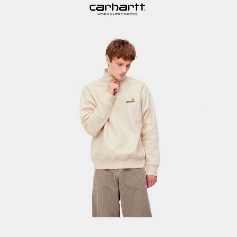 Calico Carhartt Wip Half Zip American Script Sweatshirt - Danmark CPF-7736656