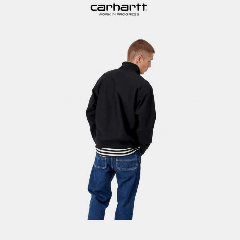 Noir Carhartt Wip Half Zip American Script Sweatshirt - Danmark TZC-0129553