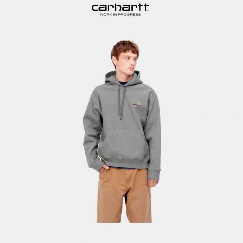 Grise Foncé Carhartt Wip Encapuchonné American Script Sweatshirt Grise - Danmark ZFW-6955765