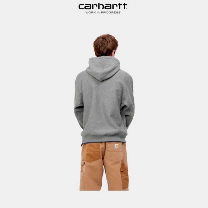 Grise Foncé Carhartt Wip Encapuchonné American Script Sweatshirt Grise - Danmark ZFW-6955765