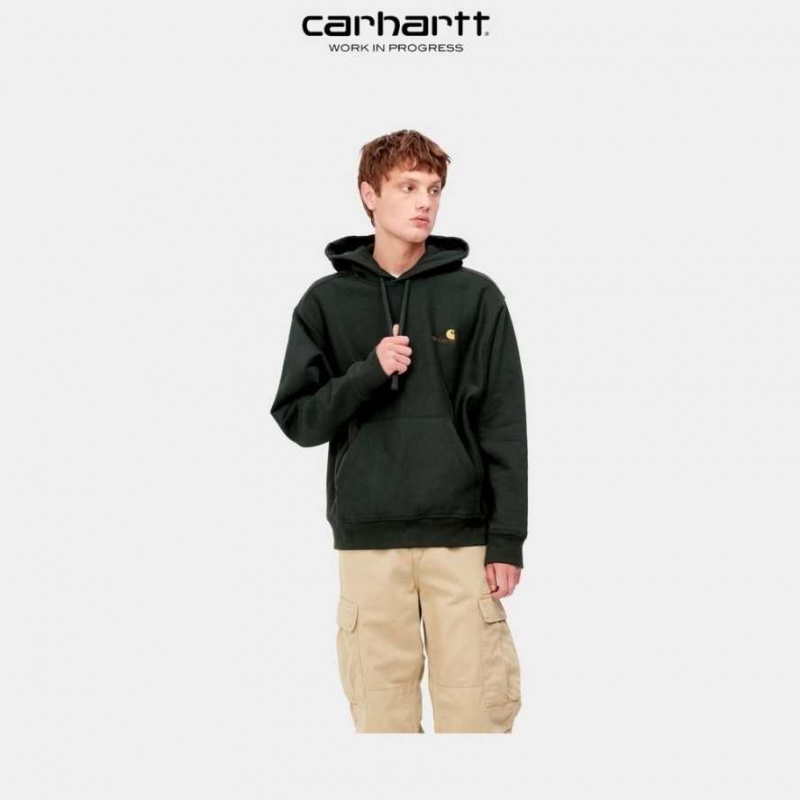 Noir Carhartt Wip Encapuchonné American Script Sweatshirt - Danmark CSU-1906662