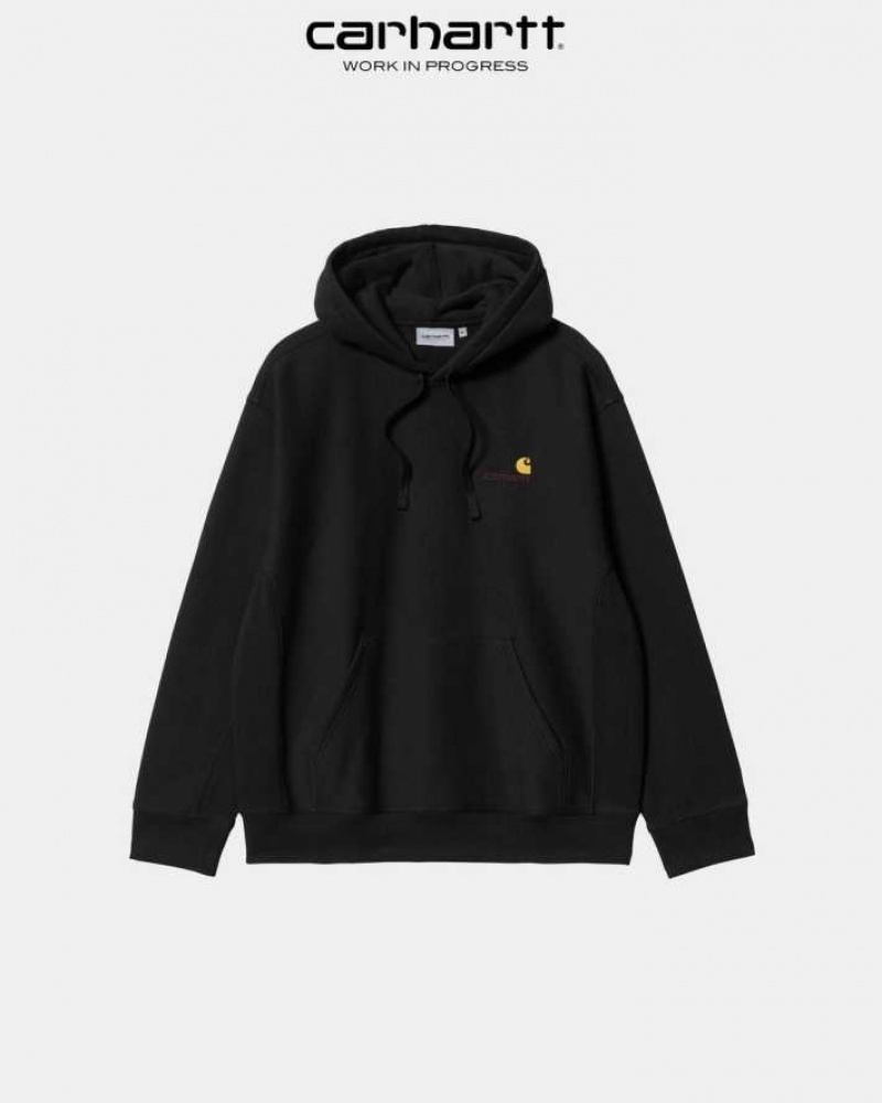 Noir Carhartt Wip Encapuchonné American Script Sweatshirt - Danmark LJP-4735276