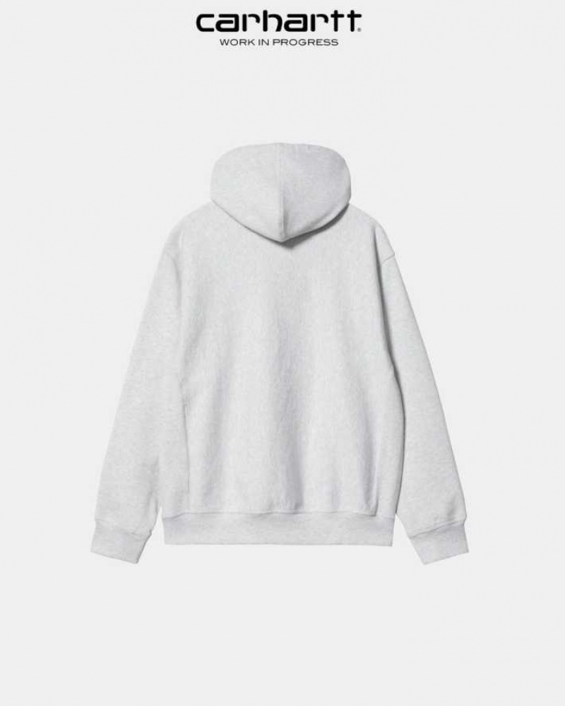 Ash Heather Carhartt Wip Encapuchonné American Script Sweatshirt Ash - Danmark KNA-9347905