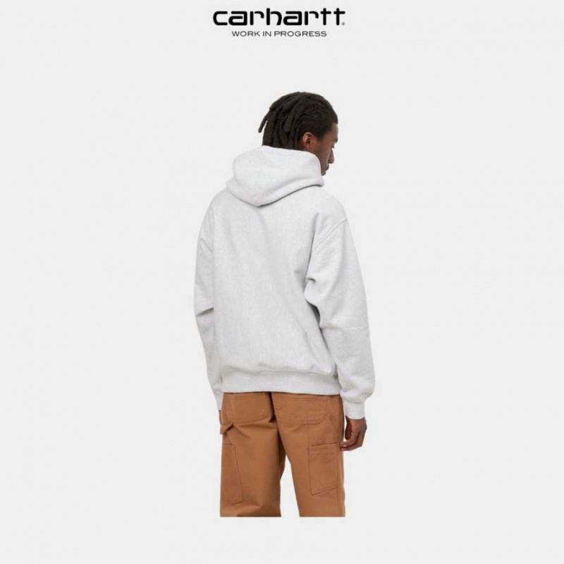 Ash Heather Carhartt Wip Encapuchonné American Script Sweatshirt Ash - Danmark KNA-9347905