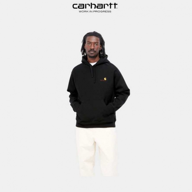 Noir Carhartt Wip Encapuchonné American Script Sweatshirt - Danmark LJP-4735276