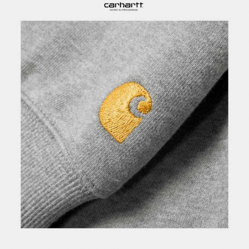 Grise Carhartt Wip Encapuchonné Chase Sweatshirt - Danmark JLS-2962981