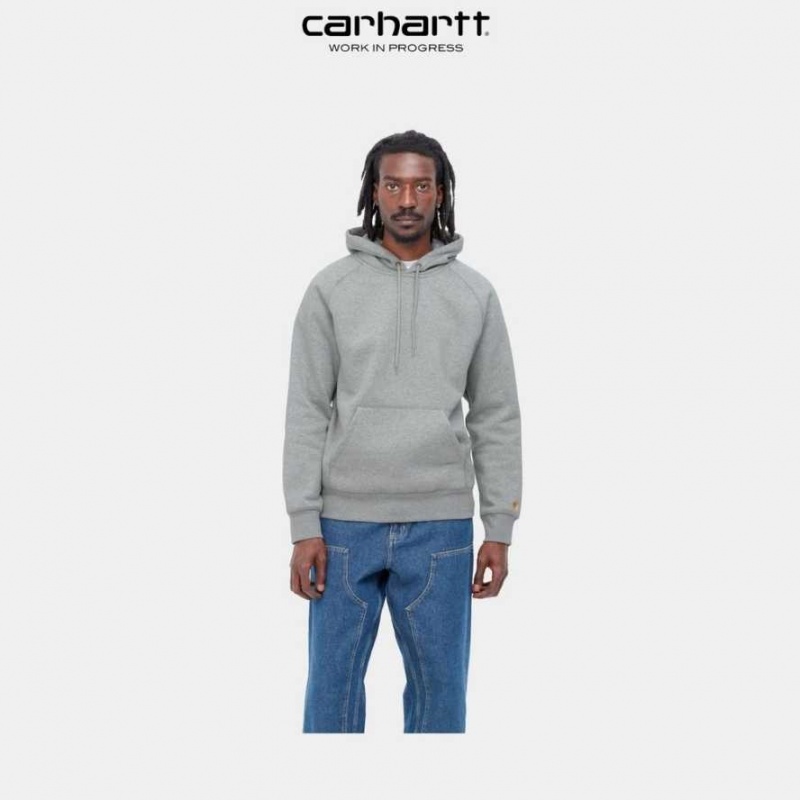 Grise Carhartt Wip Encapuchonné Chase Sweatshirt - Danmark JLS-2962981