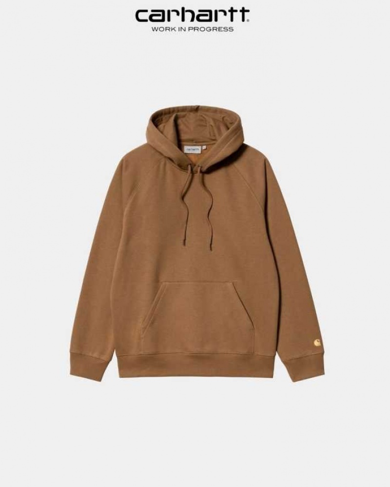 Marron Carhartt Wip Encapuchonné Chase Sweatshirt - Danmark MCC-7765266