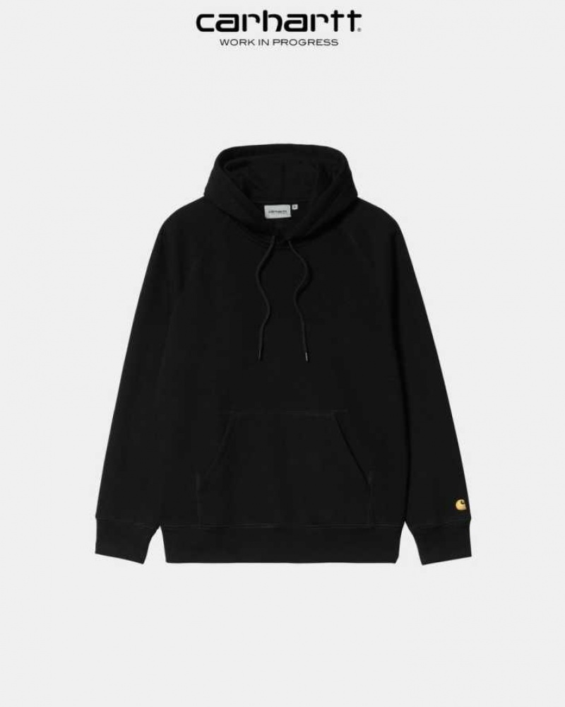 Noir Carhartt Wip Encapuchonné Chase Sweatshirt - Danmark VAD-1897243