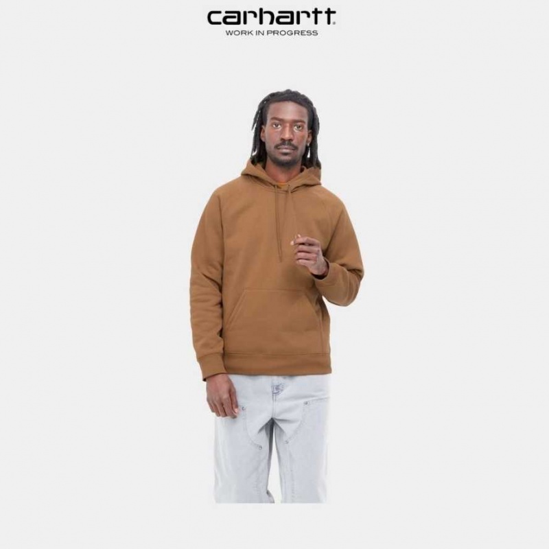 Marron Carhartt Wip Encapuchonné Chase Sweatshirt - Danmark MCC-7765266